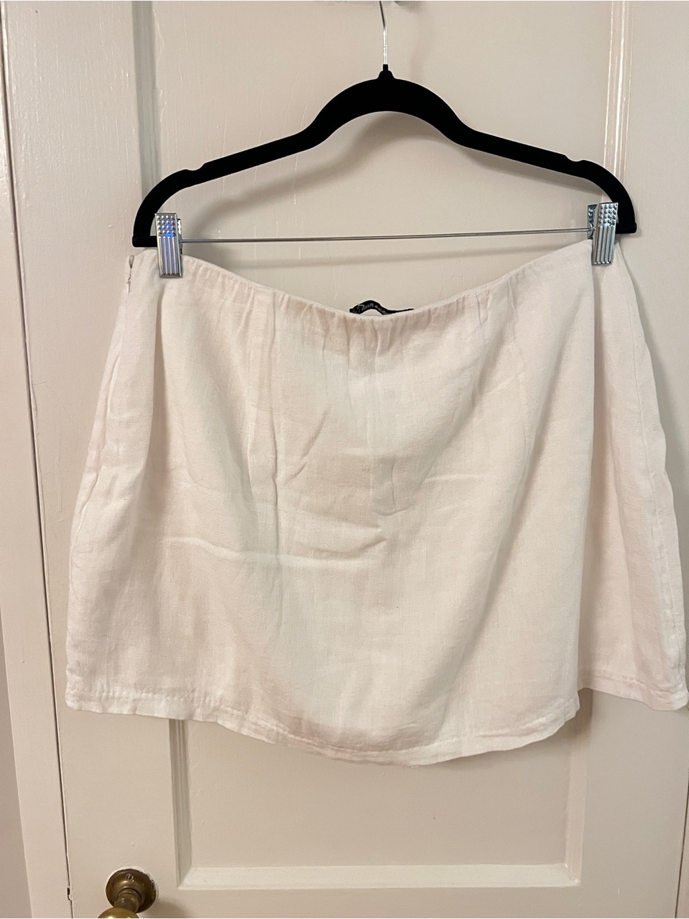 Abercrombie & Fitch White Linen-Blend Mini Skirt